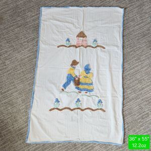 Vintage Chenille lightweight baby crib blanket throw white 33" x 55"